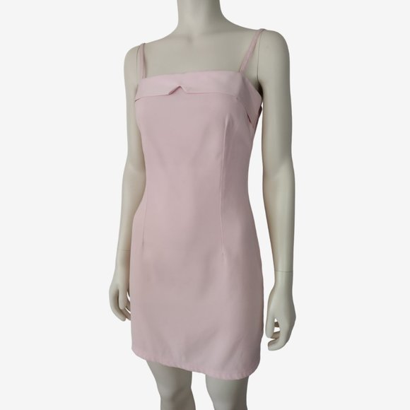 Vintage 1990s Pia Baby Pink Spaghetti Strap Mini Sheath Dress Size 6 / 8 - Picture 5 of 15